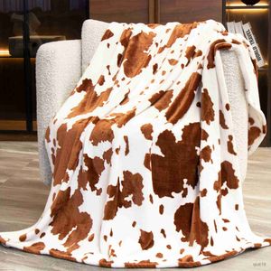 Dekens koe print deken donzige zachte gezellige warme pluche flanel fleece gooi dekens bed blad beddende bank voor thuisreizen r230824