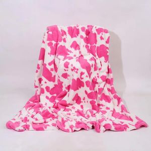 Dekens koe print flanel deken roze bedquilt homegoods warm zacht kantoor dutje airconditioning sofa home decor cadeaus