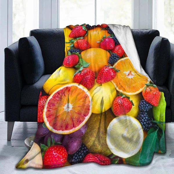 Couvertures mignonnes mignonnes de fruits imprimés 3D Flanelle à couverture de couverture en feuille de couture