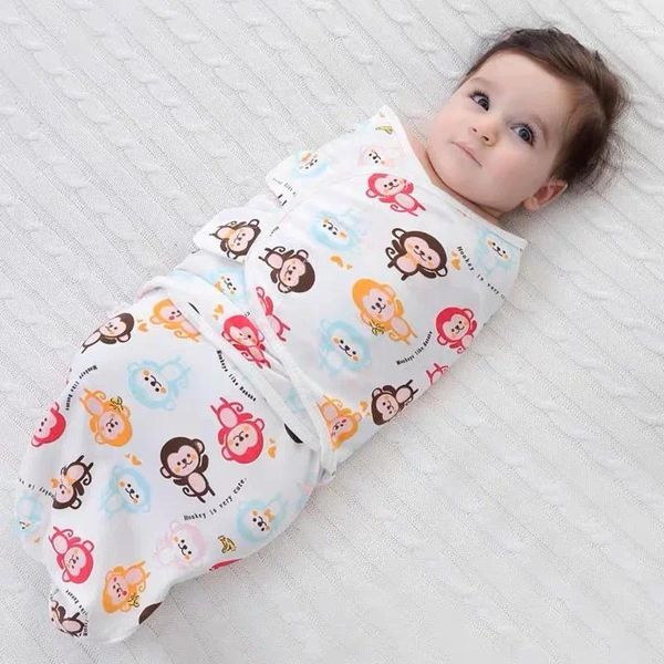 Couvertures sac de couchage pour bébé imprimé animal mignon et doux - en coton sûr avec élasticité réglable, y compris une couverture