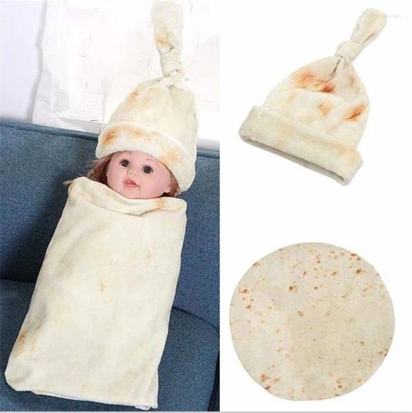 Couvertures Mignon Bébé Couverture Ensembles Couette Chapeau 85 85 cm 230g Facecloth Nouveauté Style Créatif Pour 0-36 M Chaud Confortable Pizza Steak Pastèque Burrit