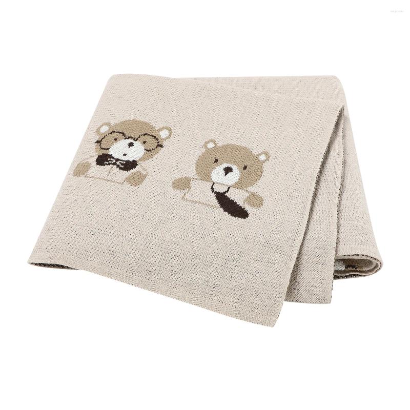 Blankets Cute Bear Knitted Baby Soft Cotton Born Shower Gifts Infant Swaddle Wrap Toddler Sleeping Quilts Blanket