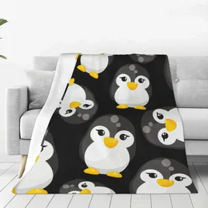 Dekens schattige cartoon pinguïns zacht flanellen gooi deken voor bankbed warm lichtgewicht bank reizen