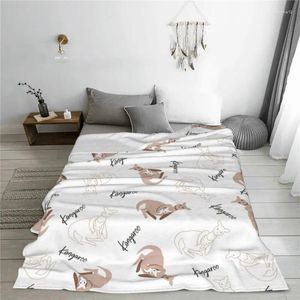 Couvertures mignonnes kangourou couverture en polaire imprimée nature sauvage animal sauvage respirant légèrement mince lance pour lit de lit de lit