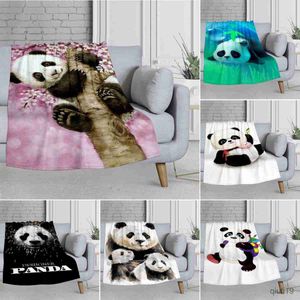 Couvertures Couverture imprimée Panda mignon pour bébé, couverture douce et moelleuse en flanelle, couette chaude et fine pour canapé-lit King Size R230824