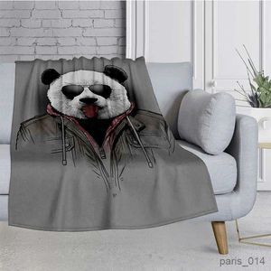 Couvertures imprimées Panda mignon pour bébé, couvertures douces et moelleuses en flanelle, couette chaude et fine pour canapé-lit, taille Queen