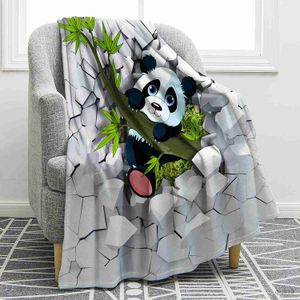Dekens schattige panda deken zacht lichtgewicht flanellen panda gooi dekens beddengoed voor bed bank bank woonkamer geschenken r230824