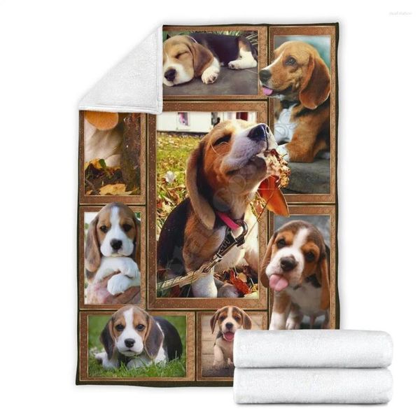 Couvertures Couverture polaire mignonne de chiot Beagle pour amoureux Wearwanta imprimé adultes / enfants portables Sherpa