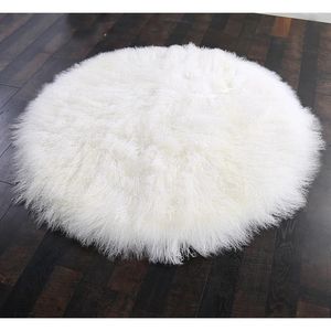 Dekens CX-D-76 Echte Mongools lam bont tapijt schapenvacht soft slaapkamer ronde mat stoel kussen lange pluizige gebied tapijten deken