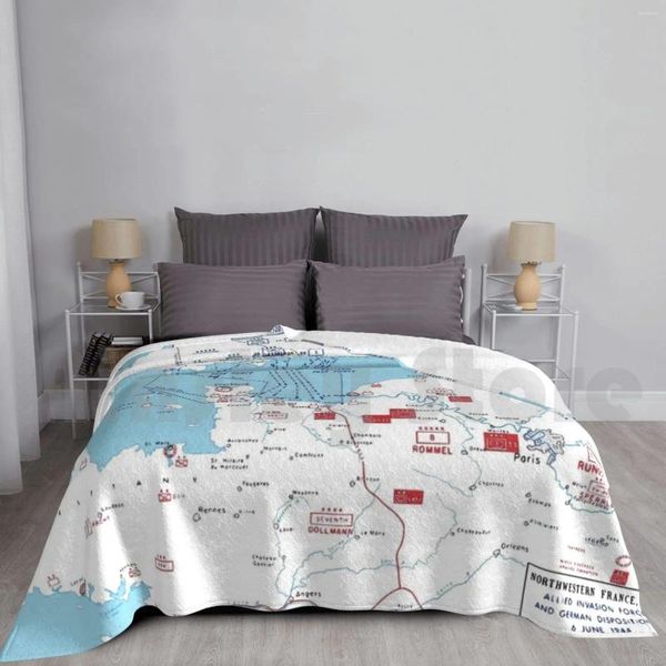 Mantas Día D Invasión aliada de Normandía Mapa-Día Mapa Manta para sofá cama Viajes Francia América