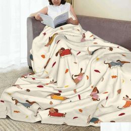 Couvertures Teckel en pulls motif polaire imprimé mignon portable couverture douce pour lit bureau couette chien flanelle 231130 goutte de dh3lc