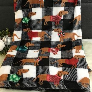 Dekens Dachshund Sausage Dond Deken pluche zachte gooi schattige doxie blauw kleurrijke fleece sprei beddengoed cadeaus