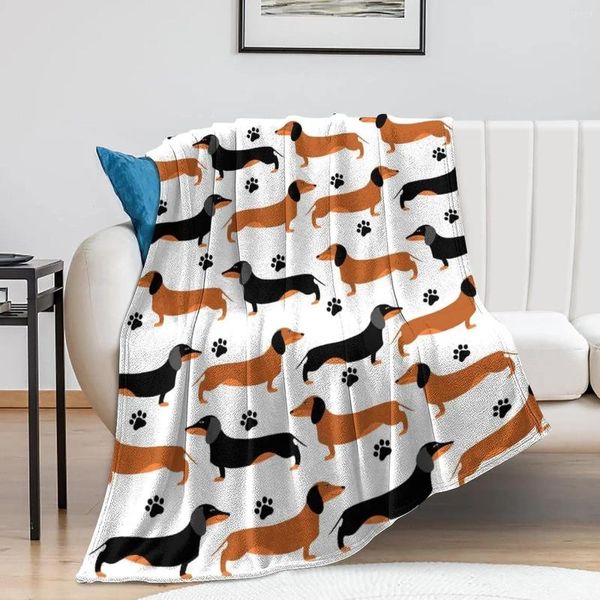 Mantas Dachshund Tiro Manta Ropa de cama Súper Suave Franela Cálida Para Niños Adultos Dormitorio Sala De Estar Sofá Toda La Temporada