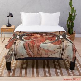 Mantas danza 1898 Alphonse Mucha Art Nouveau litografía Lanza una manta de lana Cuna de cama Cuna para niños Adultos para niños Niños Niños Regalo2671