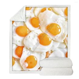 Dekens Delicious Food Eggs Cozy Premium Fleece Deken 3D Print Sherpa op bed Home Textiles 03