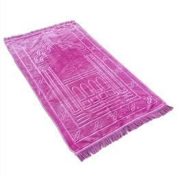 Mantas Deluxe suave oración alfombra manta hogar bordado regalo islámico musulmán borla tapiz decoración alfombra dormitorio púrpura 230809