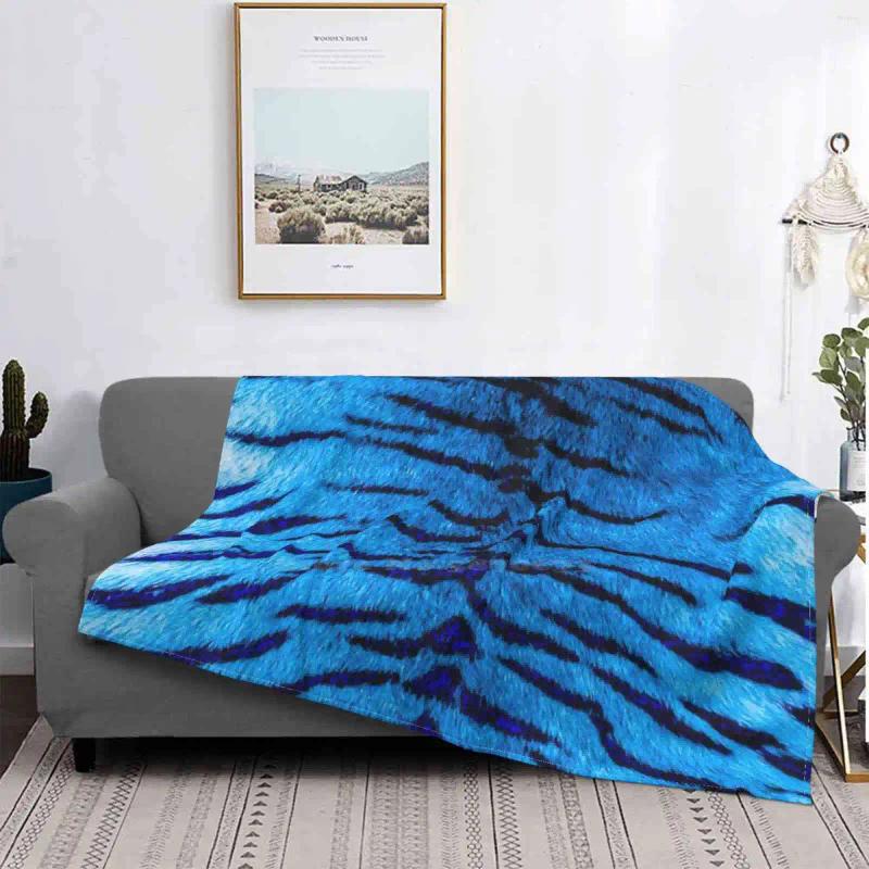Mantas Desierto Azul Tigre Piel Impresión Impresión Alta Calidad Franela Manta Animalprint Abstracto Realista Negro