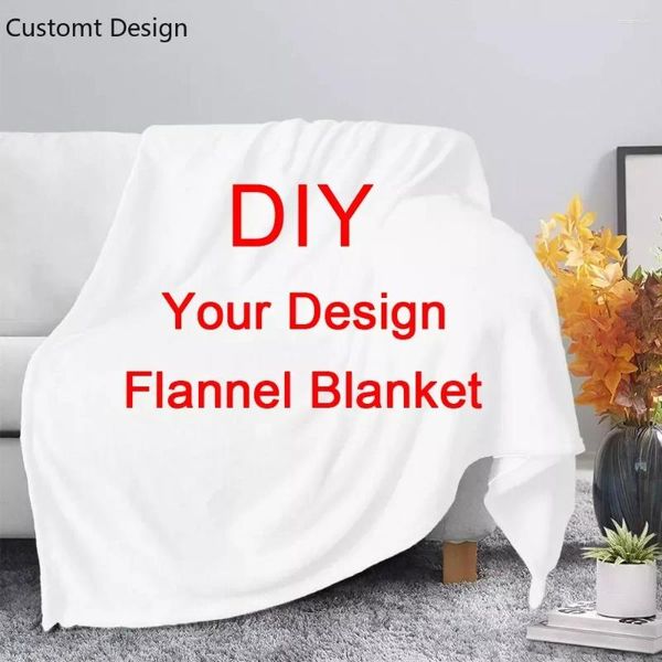Couvertures DIY Couverture Concevez votre propre drap de lit chaud Flanelle personnalisée Po Impression personnalisée à la demande