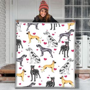 Couvertures Doberman Dog Cartoon Pattern Soft Throw Plush Sherpa Fleece Blanket