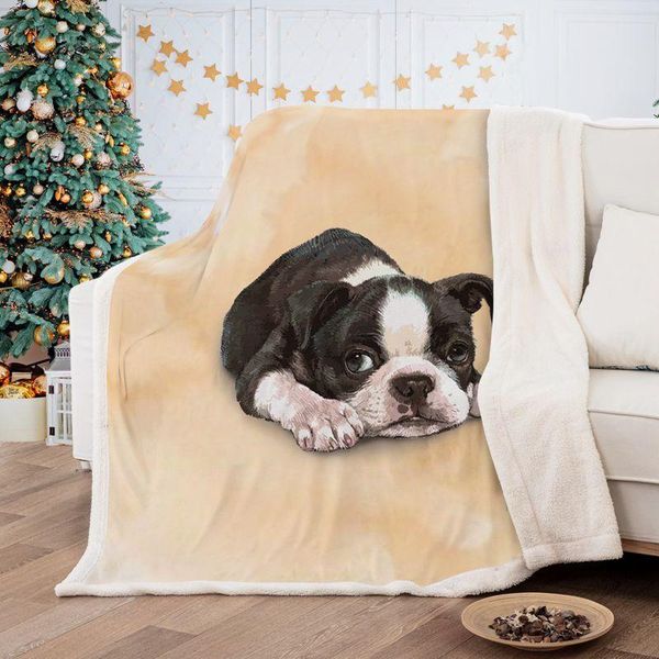 Couvertures chien lit jeter couverture pour enfants adulte 3d mignon hiver polaire doux chaud double taille couverture couvre-lit canapé décor