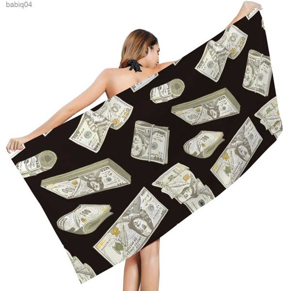 Couvertures Dollar Money Serviette de plage personnalisée Spa Gym Yoga Poncho Surf Couverture pour la maison Camping Couverture Peignoirs Tapis Sauna Natation pour adulte