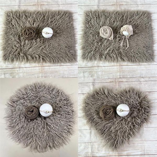 Mantas Donjudy Pogografía Nacida Propina Baby Infant Backdrops Wrap Set Faux Fur Flokati Alfombra Poshoot Backgound Basker