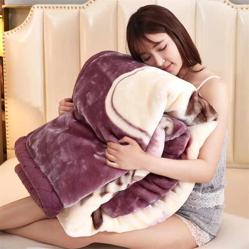 Blankets Double Layer Winter Thick Raschel Mink Weighted Blanket For Bed Soft Warm Heavy Fluffy Throw