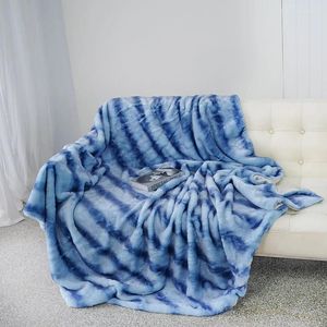 Couvertures rêve bleu stripe literie de luxe en fausse fourrure