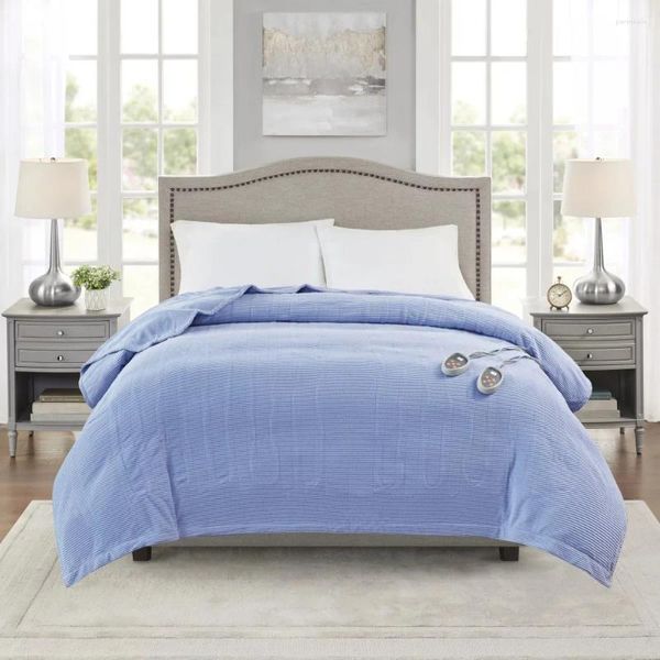 Couvertures électriques micro-polaire couverture coupée chauffée king bleu pour lits