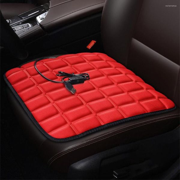 Mantas Cubierta de asiento caliente de invierno eléctrico USB 5V Cojín de coche con calefacción Cómodo antideslizante Resistente a los arañazos Accesorios interiores del automóvil Manta