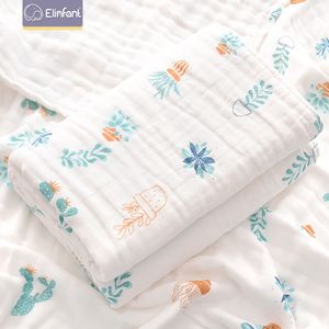 Couvertures Elinfant 4 couches Softs 100% coton Musline Swaddle Couverture 110 * 110cm Born Bath Towel Wrap receiving couverture 230320