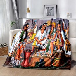 Dekens Ethiopische Schilderkunst Afrika Deken Zacht Gooi Deken voor Thuis Slaapkamer Bed Sofa Picknick Reizen Kantoor Rest Cover Deken Kinderen 230912