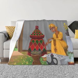 Dekens Ethiopische schilderkunstdeken koraalfleece pluche decoratie slaapkamer beddengoed bank sprei 230828