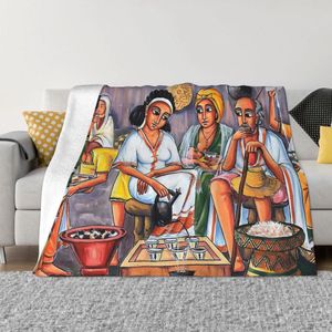 Couvertures éthiopiennes peinture Art couverture flanelle café cérémonie confortable doux polaire couvre-lit 230914