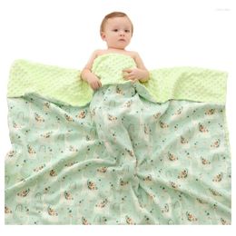 Couvertures F19F Double couche Couverture de bébé à pois Couverture imprimée animale pour filles garçons infantile enfant en bas âge dormir apaiser