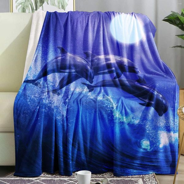 Couvertures Fantasy Dolphin Throw Blanket Adorable Soft Large For Girls Teens Adults Gifts Cute Warm Cosy