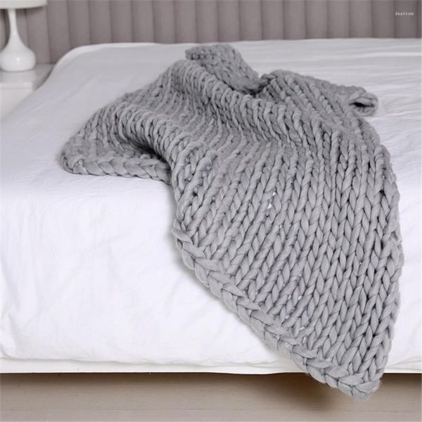 Mantas Manta de lana gruesa de moda Hilo grande grueso Roving Knitted Winter Warm Throw Sofá cama