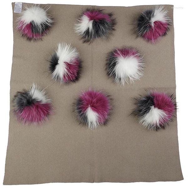 Mantas Moda Cálida Lana Nacida Bebé Suave Swaddling Manta Ropa de cama Swaddles Wrap con 8 Triple Color Real Fur Pompom