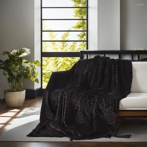 Couvertures en fausse fourrure couverture couverte classique moelleuse moelleuse je lance des cheveux longs flous doux pour canapé canapé noir 50x60inch