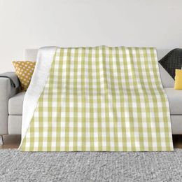 Mantas Fern Green Mini Gingham Check Plaid Transpirable Suave Franela Sprint Geométrico Tartán Manta para sofá Coche Dormitorio