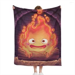 Couvertures flammes calcifer familial salon room moelleuse de toison moelleux camping pour enfants canapé fine couverture de mode moderne cadeau