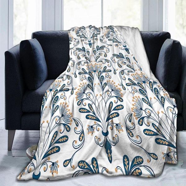 Couvertures Flanelle Couverture Classique Vieux Floral Ultra-doux Micro Polaire Pour Peignoir Canapé Lit Voyage Maison Hiver Printemps Automne