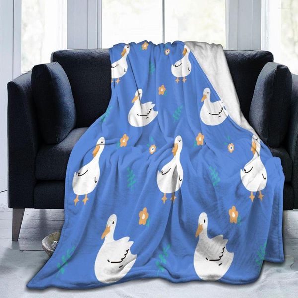 Couvertures couverture en flanelle mignon canard et fleurs doux mince polaire couvre-lit couverture pour lit canapé décor à la maison livraison directe