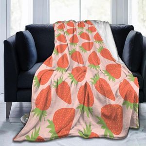 Dekens flanellen deken schattig aardbeienpatroon ultra-soft micro fleece voor badjasbank