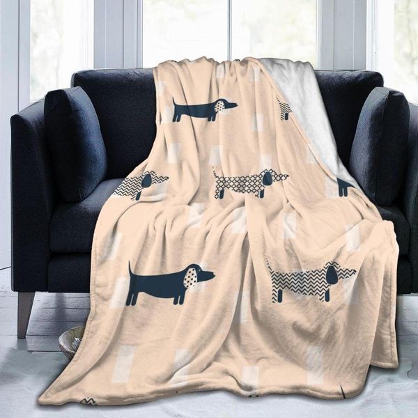 Couvertures Flanelle Couverture Teckel Chien Scandinave Ultra-Doux Micro Polaire Pour Peignoir Canapé Lit Voyage Maison Hiver Printemps Automne