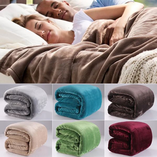 Couvertures Flanelle Couverture Couleur Unie Sieste Étudiant Dortoir Literie D'hiver Simple Double Lit Corail Velours Feuille 231120