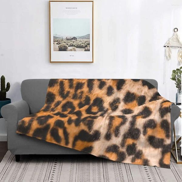 Mantas Flanela Fleece Tan Leopard Impresión Manta para la cama del sofá En toda la temporada SUPER SUMPLADO DE MICROMA DE MICROFIRA