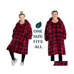 Dekens flanel hoodie deken Warm zacht gewaad sweatshirt ploVer dikke een size fits all man dames hoodies jassen drop levering dh4is