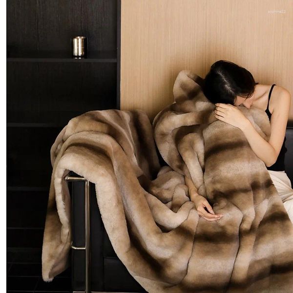 Mantas Manta de lana Tiro de piel sintética para sofá Acogedor Suave Felpa Gruesa Sofá de invierno Dormitorio Sala de estar 160x200 cm