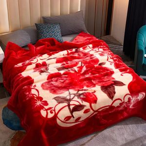 Dekens Fleecedeken Pluche Kingsize Zware Mink Zijdezacht en Warm 2-laags A B Gedrukt Raschel Bed RosePeony 231207